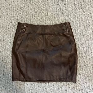Size 4 free people brown leather skirt